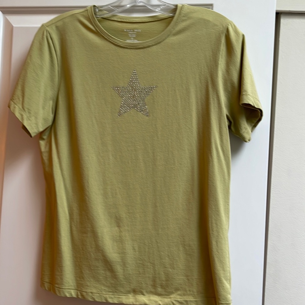 Kate Hill short sleeve top with star embellishment all studs in tact